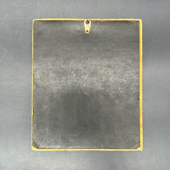 Antique English Regency Silhouette Print Yellow Velvet Frame Wall Hanging Mini - Picture 3 of 10